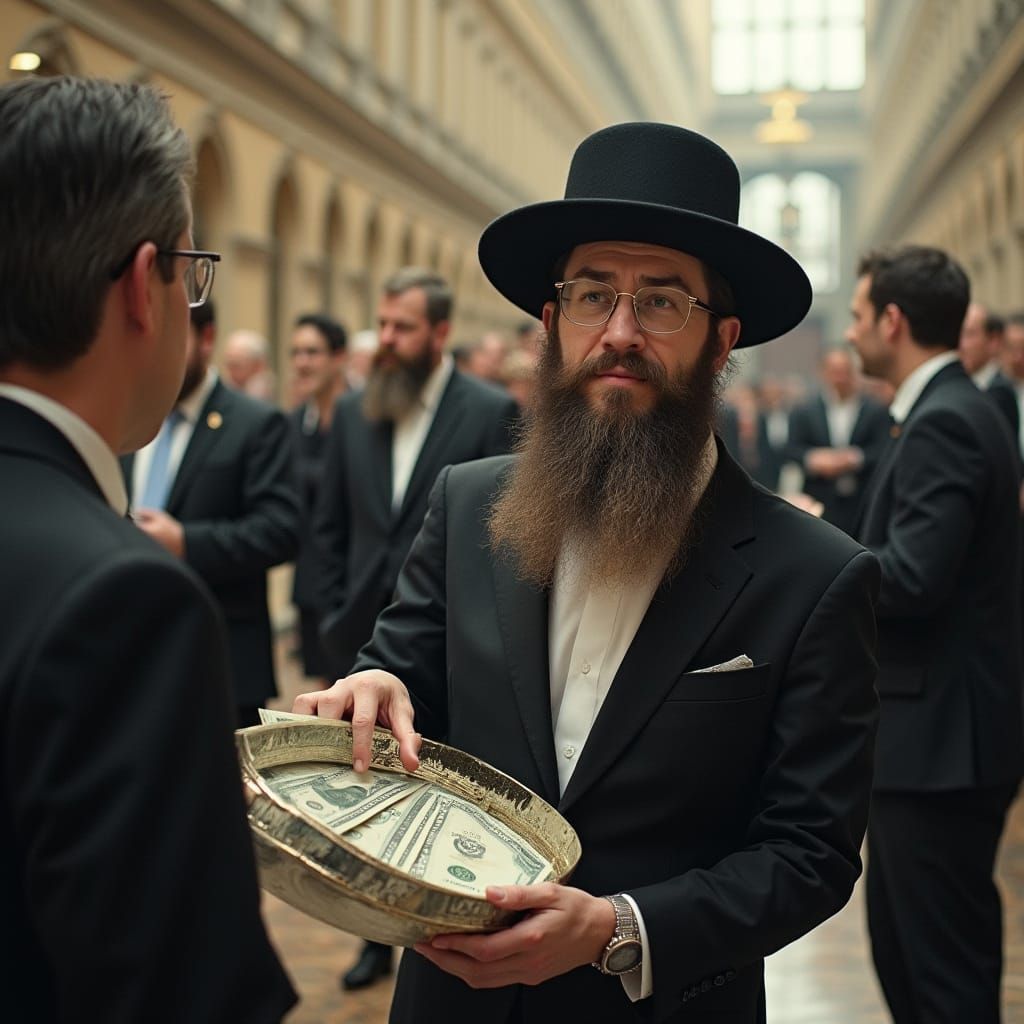 Stereotypical Portraits of Orthodox Jews in a Humorous Situa...