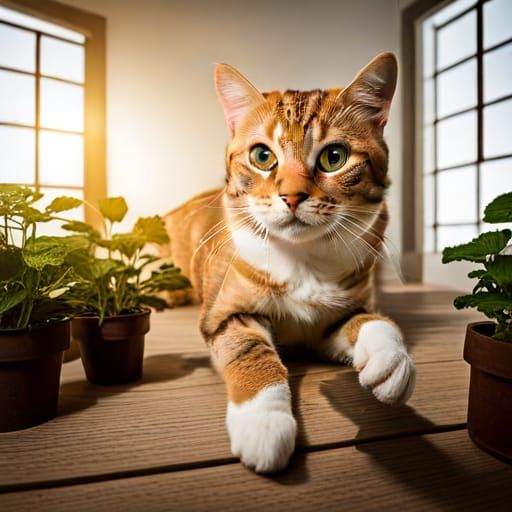 Cat high on Catnip
