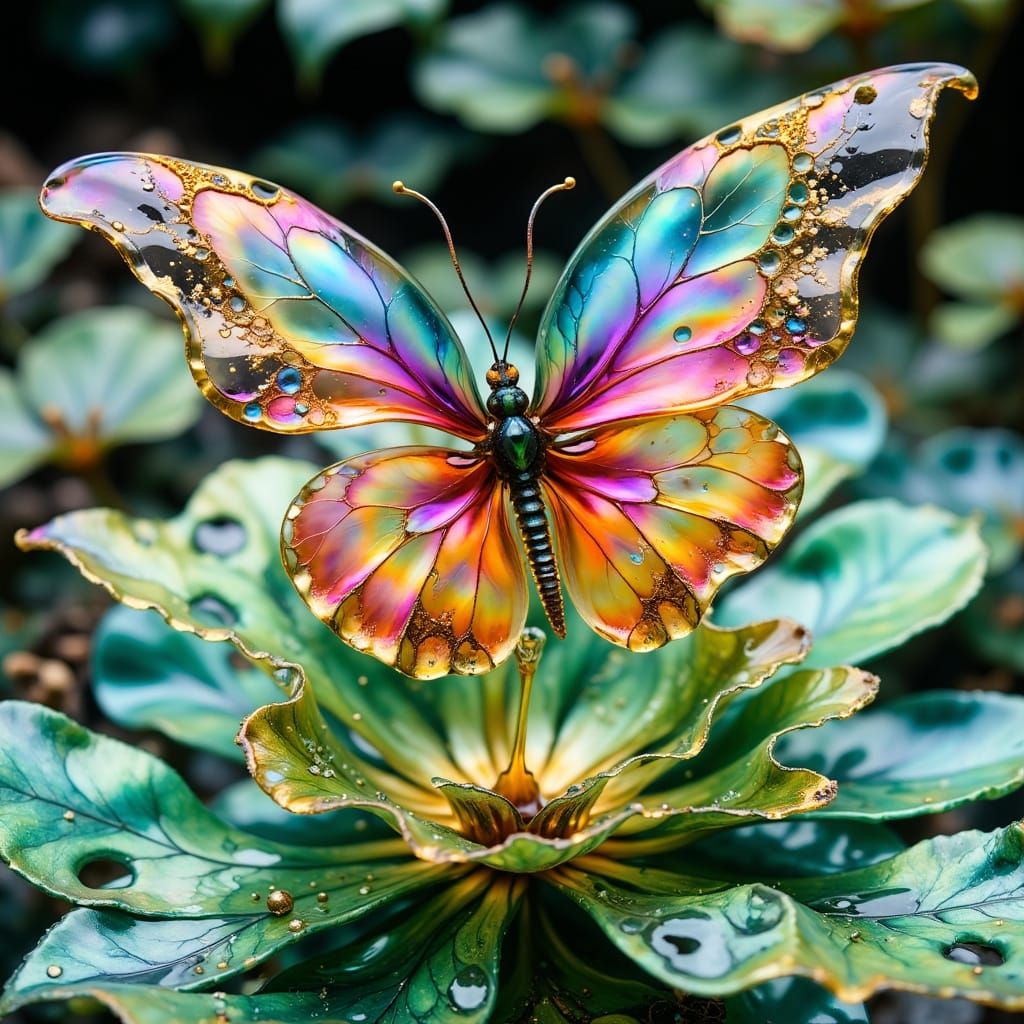 Vibrant Glass Butterfly in Iridescent Colors