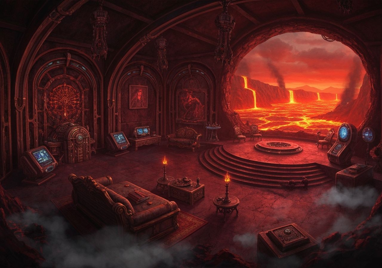 A Luxurious Super Villain's Lair inside a Volcano   by @Troxley