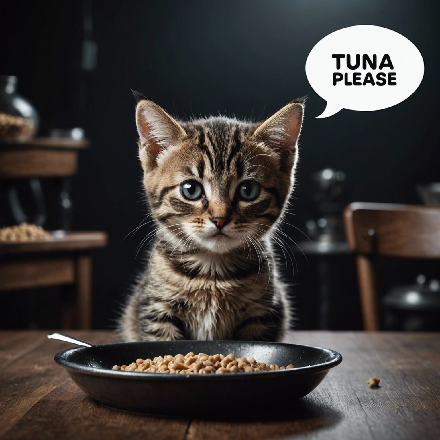 Kitten doesn't like kibble!  by @The King Of Fine Tuned Loras