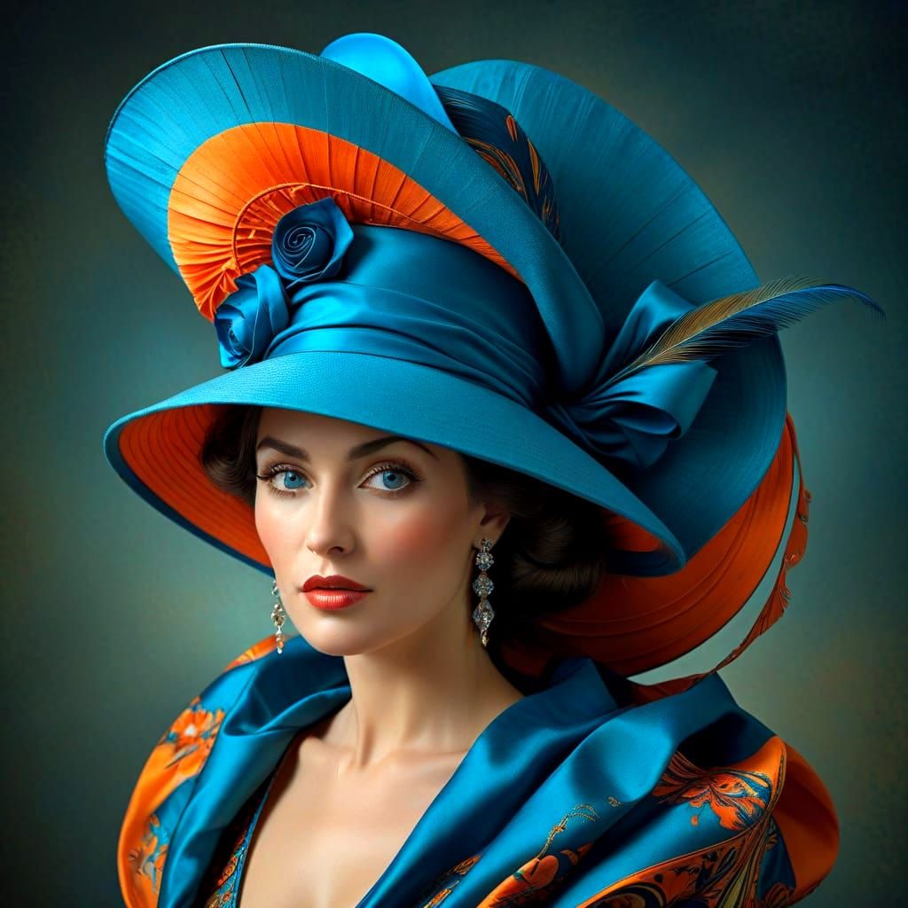 Elegant Lady with Extravagant Hat, Surreal Portrait