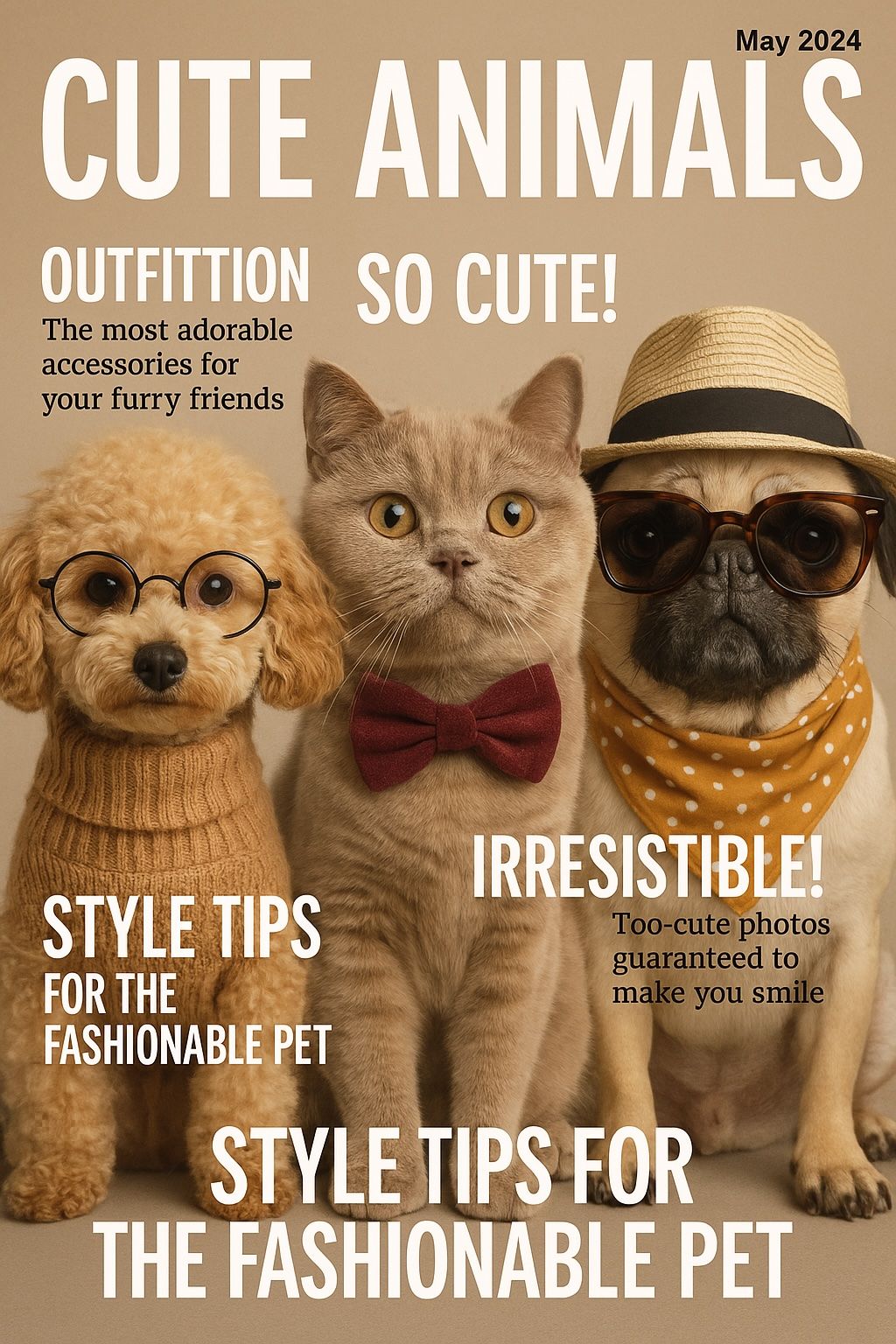 Cute Animals Magazine Cover