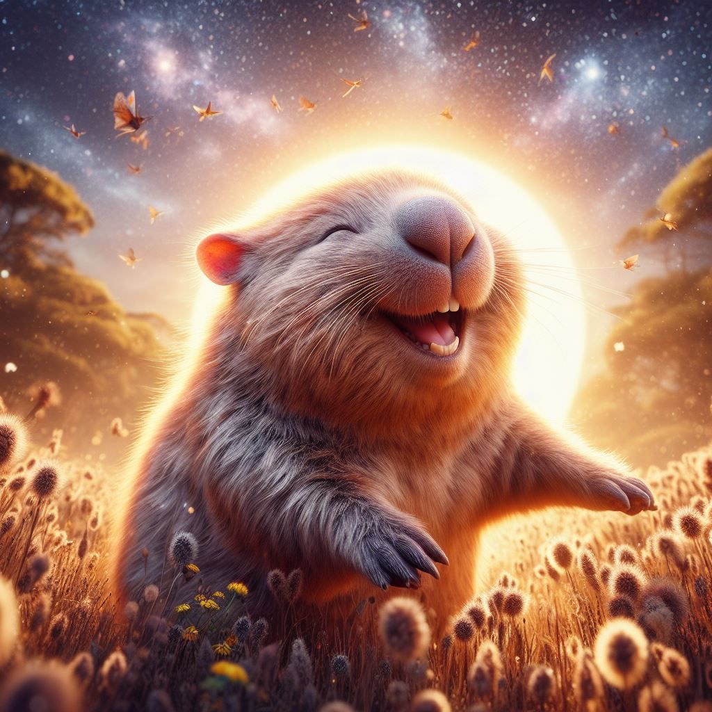 Happy wombat in the sun