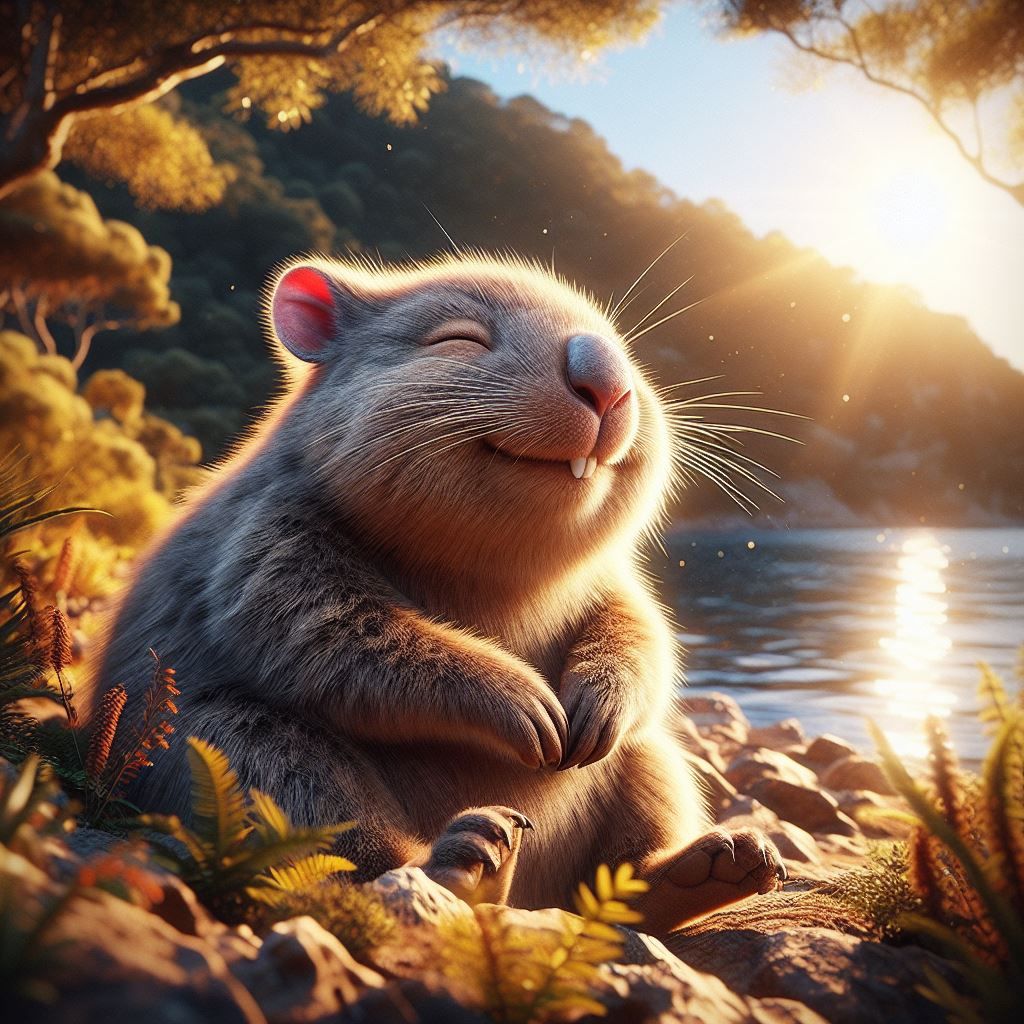 Happy wombat in the sun