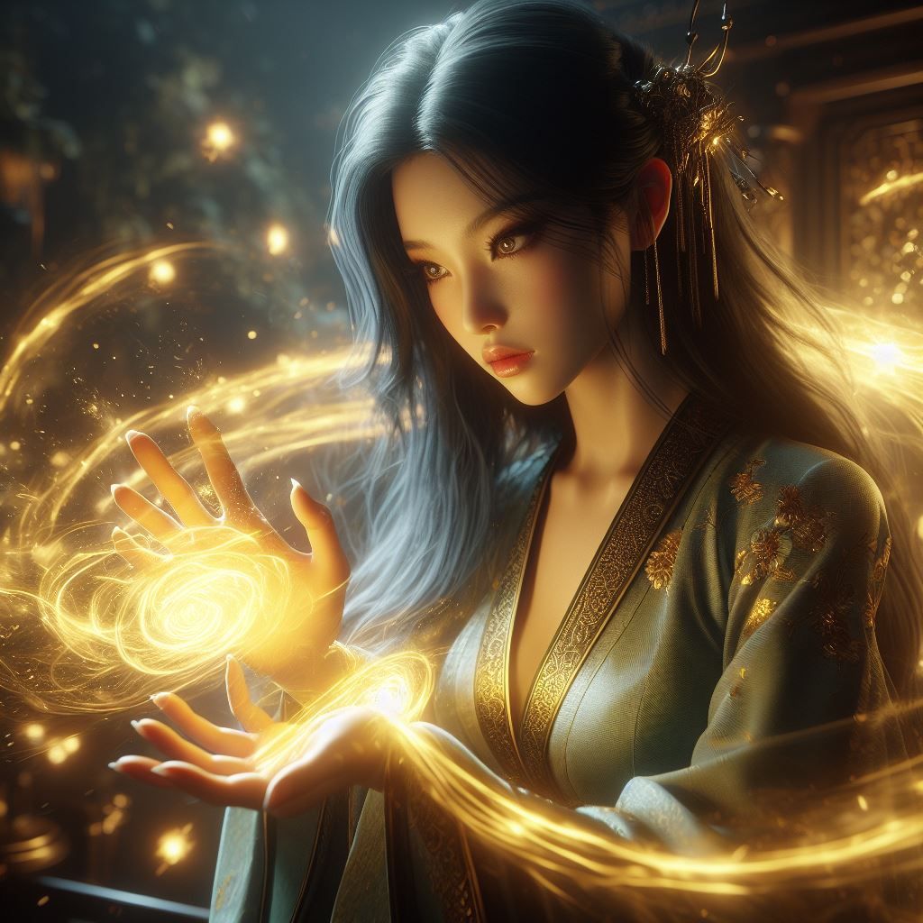 Light Asian sorceress