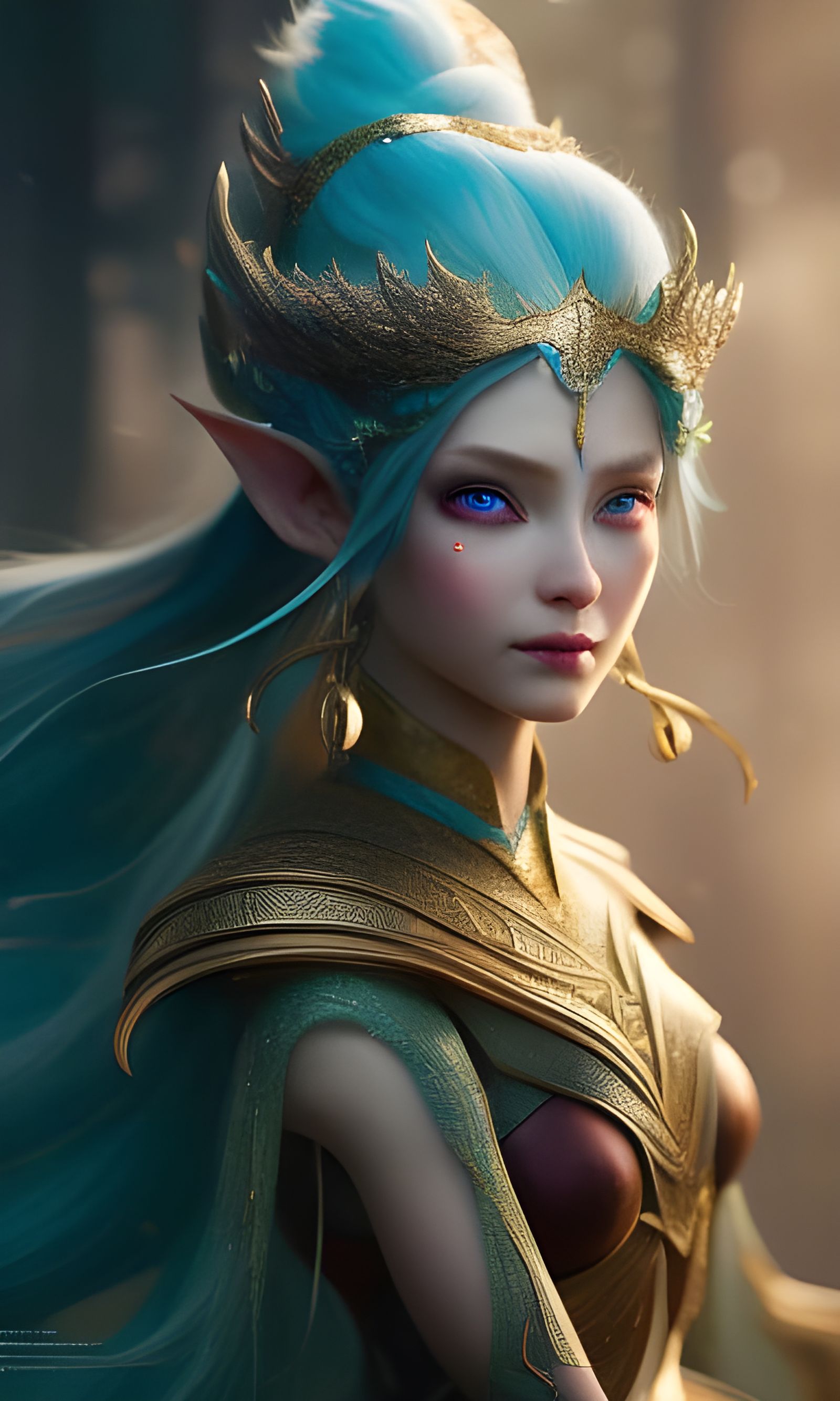 Hyperdetailed Elf Princess Portrait in Detailed Fantasy Art