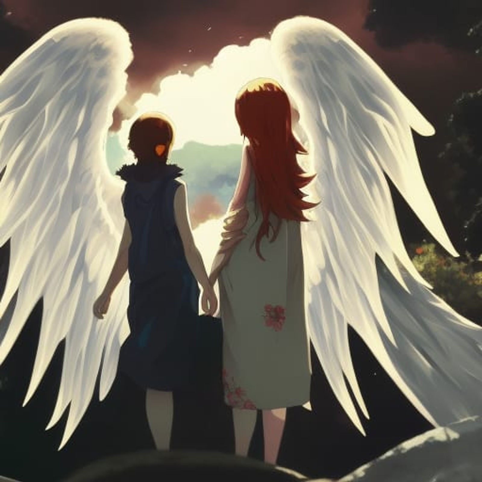anime angel and demon love drawings