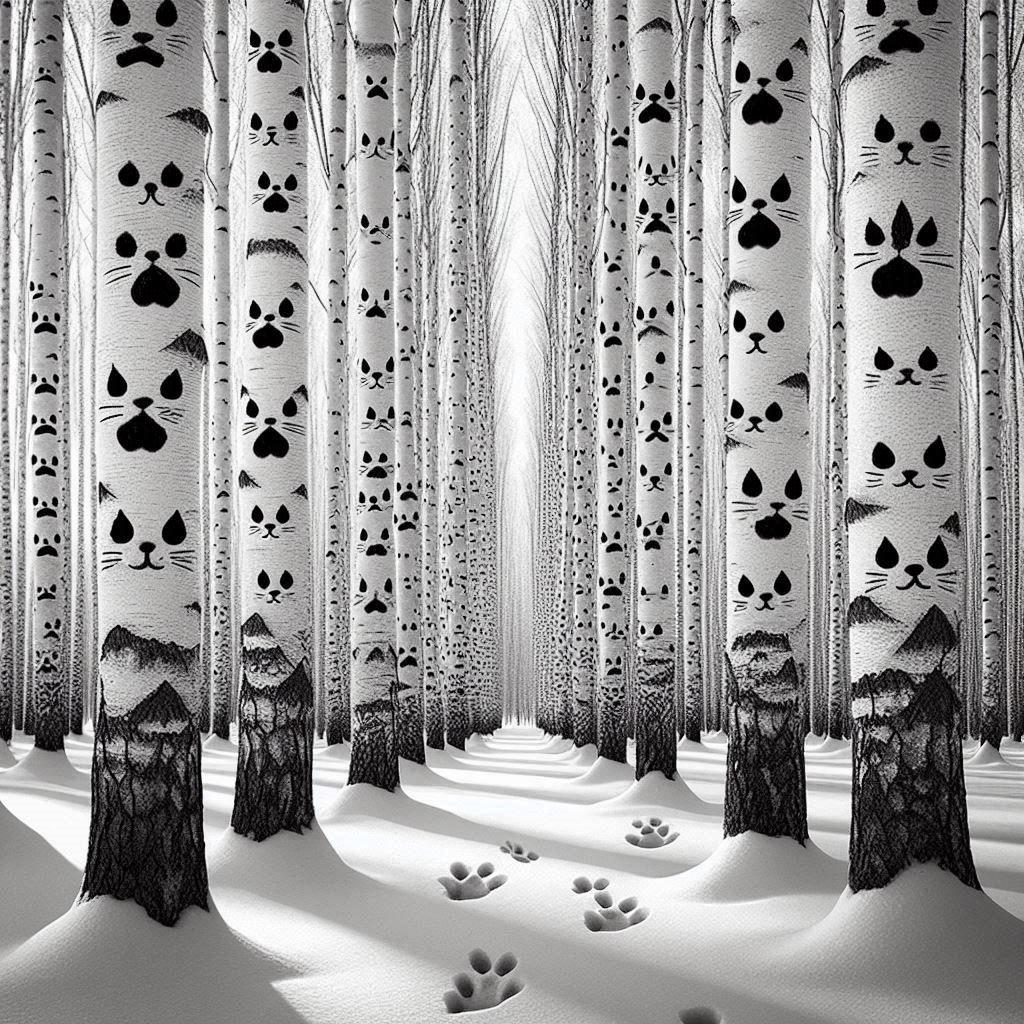 winter Birch with a touch of kitten