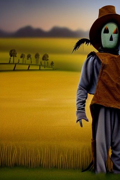 detailed matte painting, scarecrow in a field