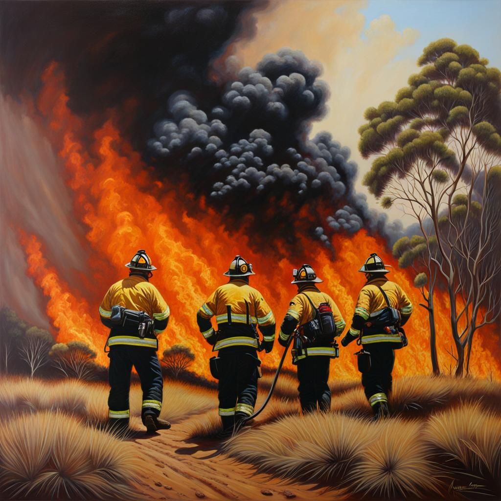 Australian black summer bush fires, fire fighters, THANK YOU!!!!! AI