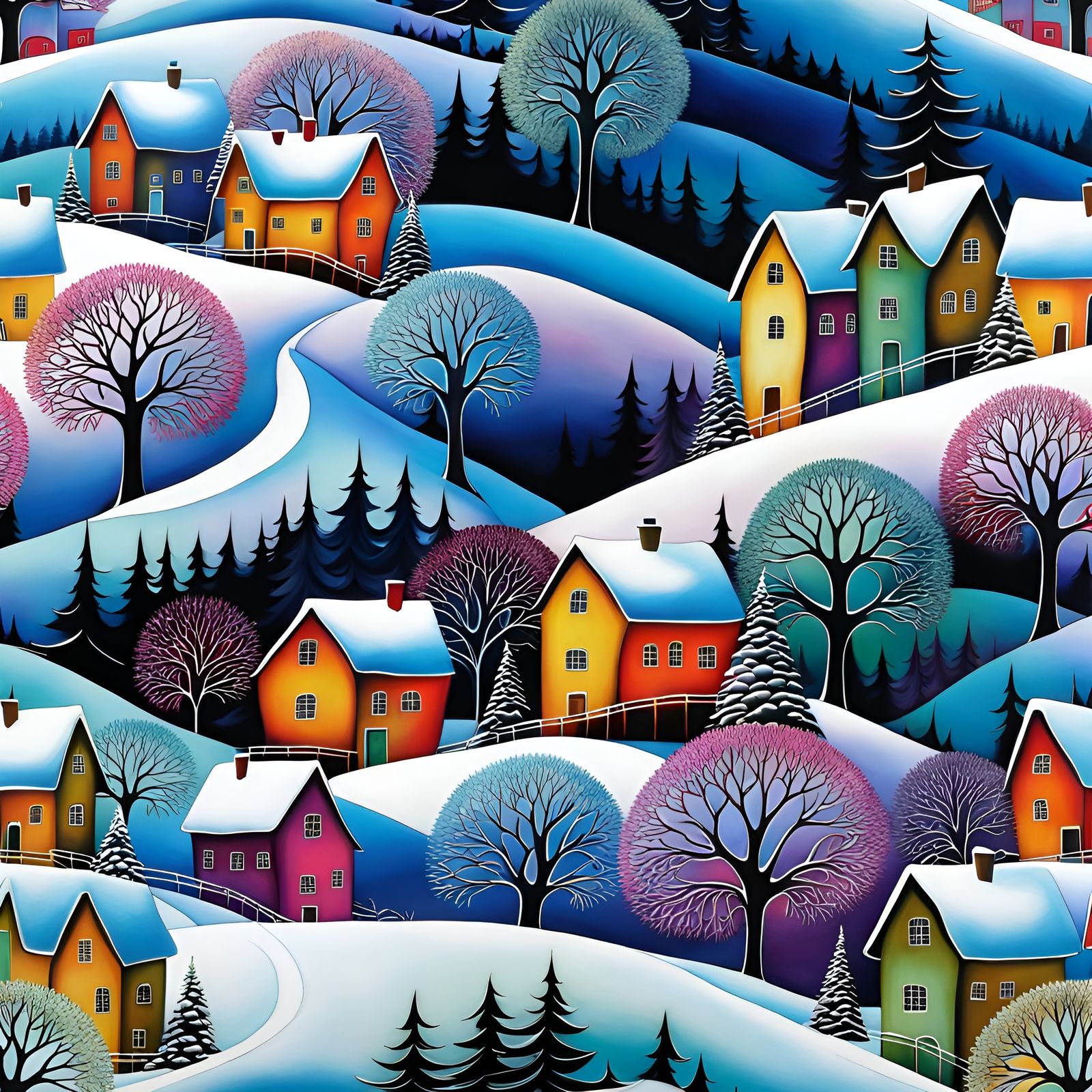 Snowy hillside village  by @FM Irving