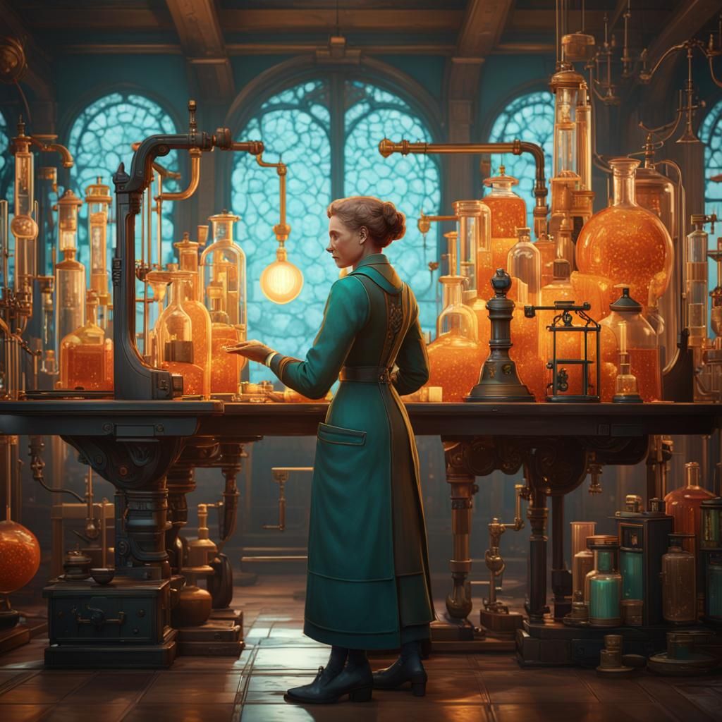 Marie Curie in her laboratory  by @Aquilla