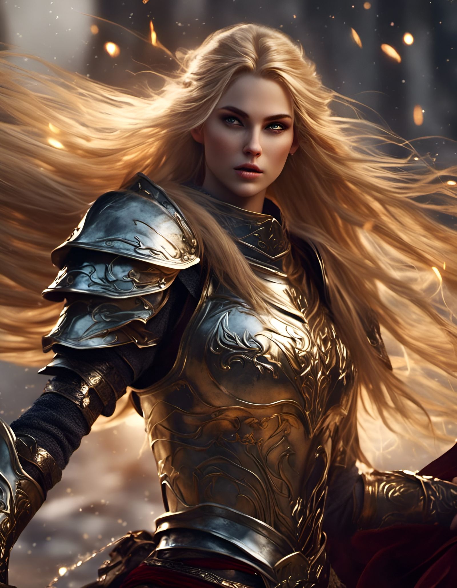 Golden Female Paladin - AI Generated Artwork - NightCafe Creator