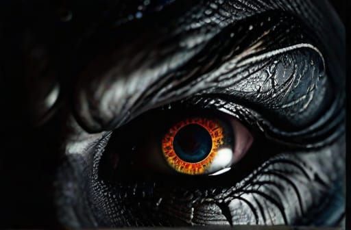 Terrifying evil angry cosmic demon eye closeup