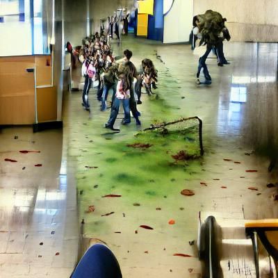 Zombie apocalypse at a school