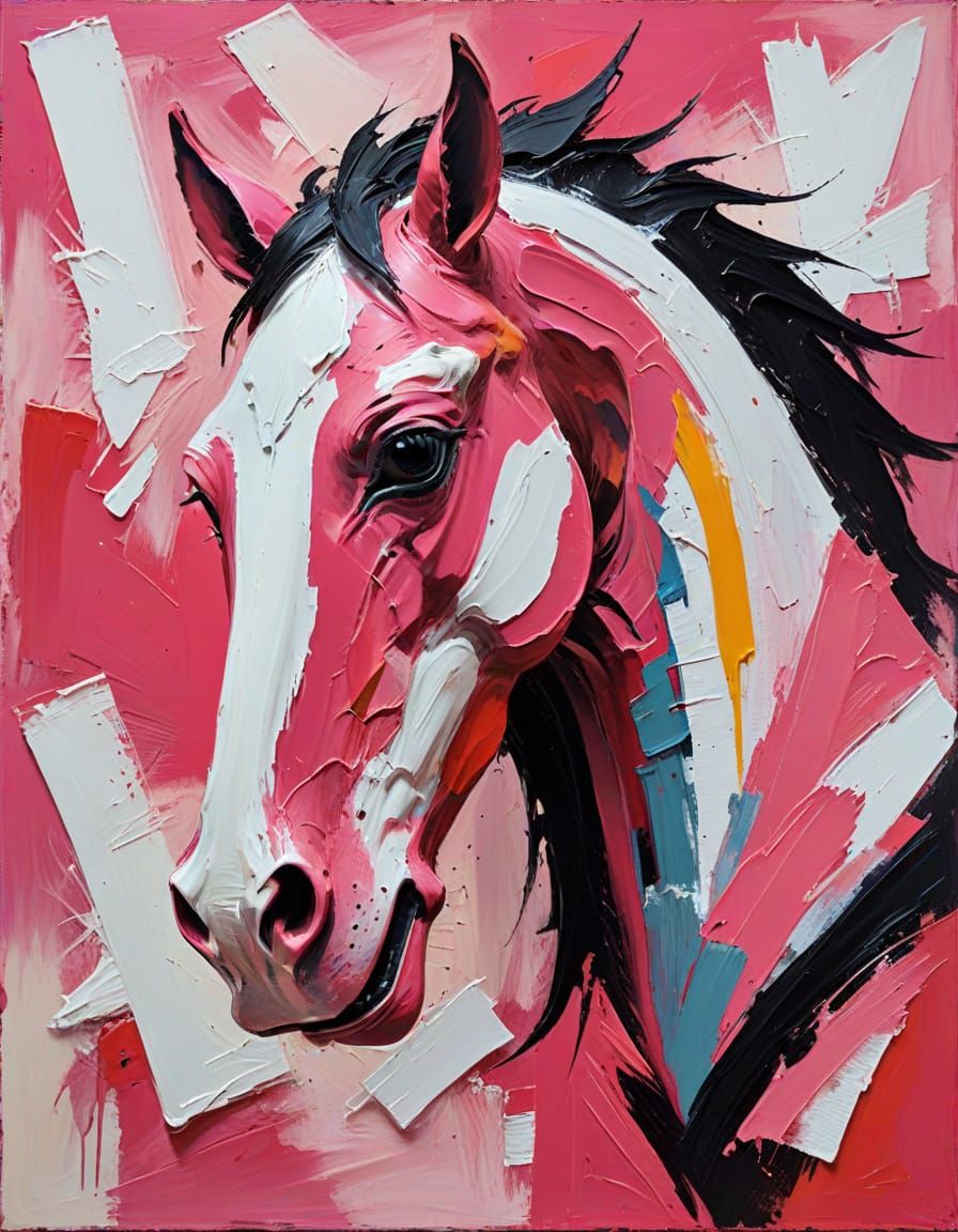 Expressive Horse Head in Abstract Expressionist Style