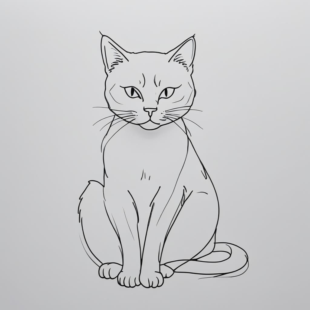 Minimalist Line Art, Cat. - Ai Generated Artwork - Nightcafe Creator