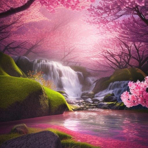 Blossom Falls - AI Generated Artwork - NightCafe Creator