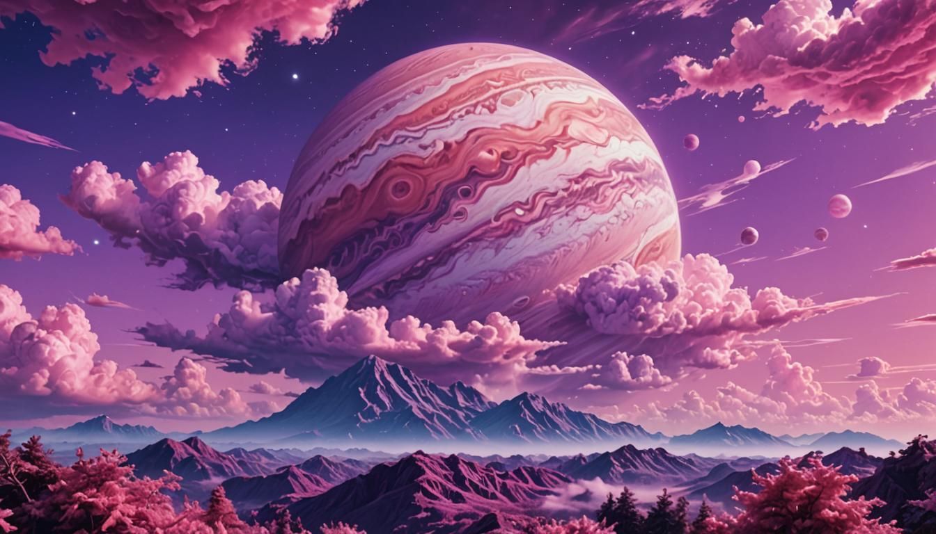 Vaporwave Jupiter Dreamscape - AI Generated Artwork - NightCafe Creator