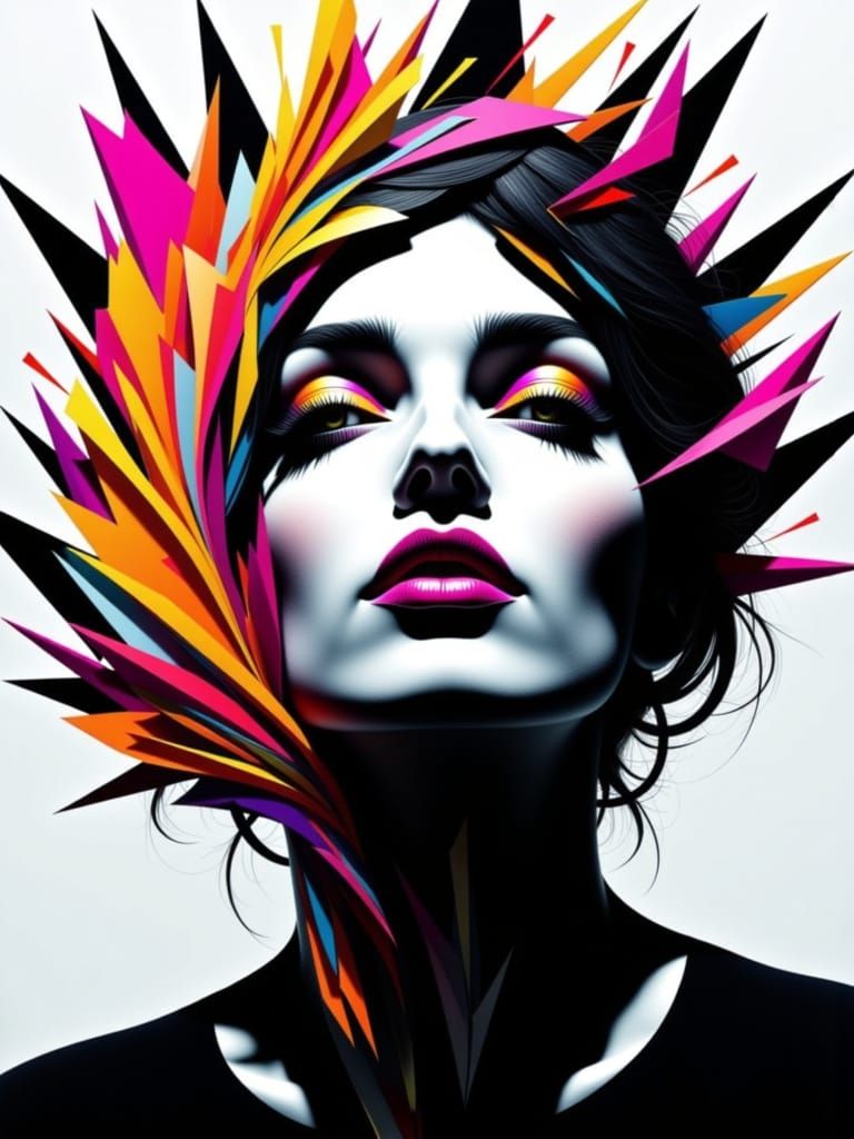 Abstract Portrait in Vibrant Digital Art Style
