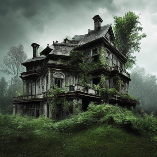 abandoned mansion overgrown by nature  by @pomedgram
