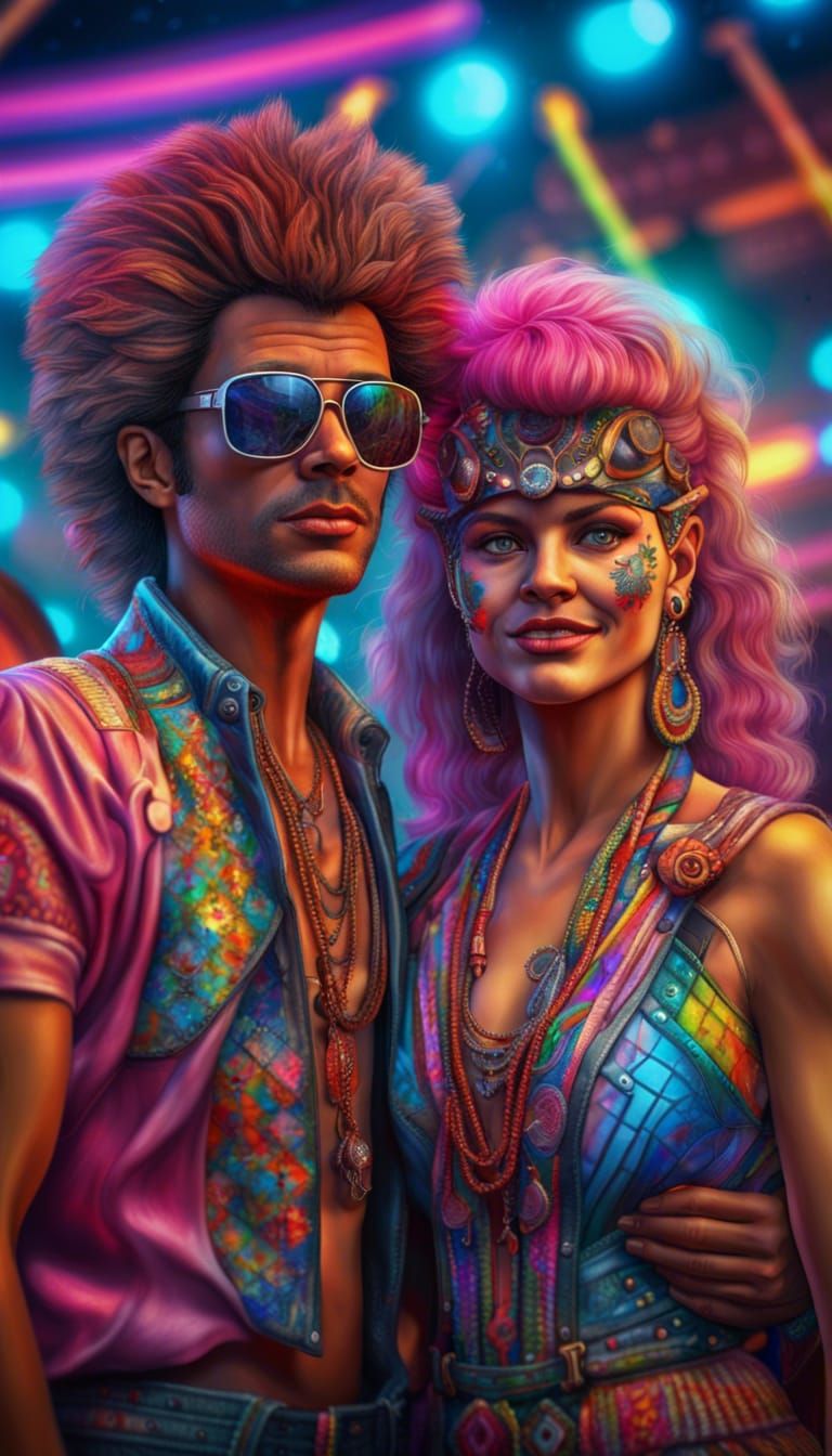 Man and woman in the 1980's at a Go Go's concert