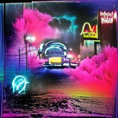 Midnight city drive through neon lights and acid raid