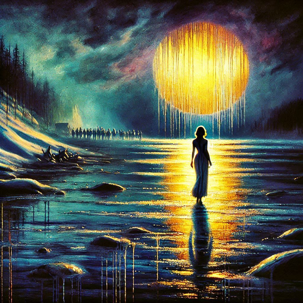 Through the Waters of Time: A Silent Moment Beneath the Serene Sky