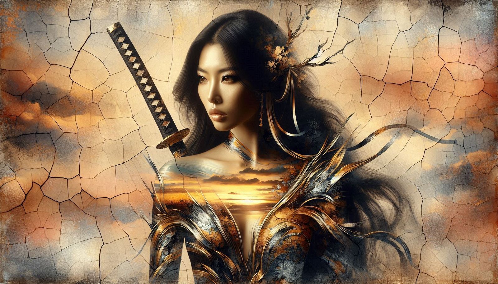 Transparent Silhouette Splash Art – Asian Woman – 16:9 Format – 20