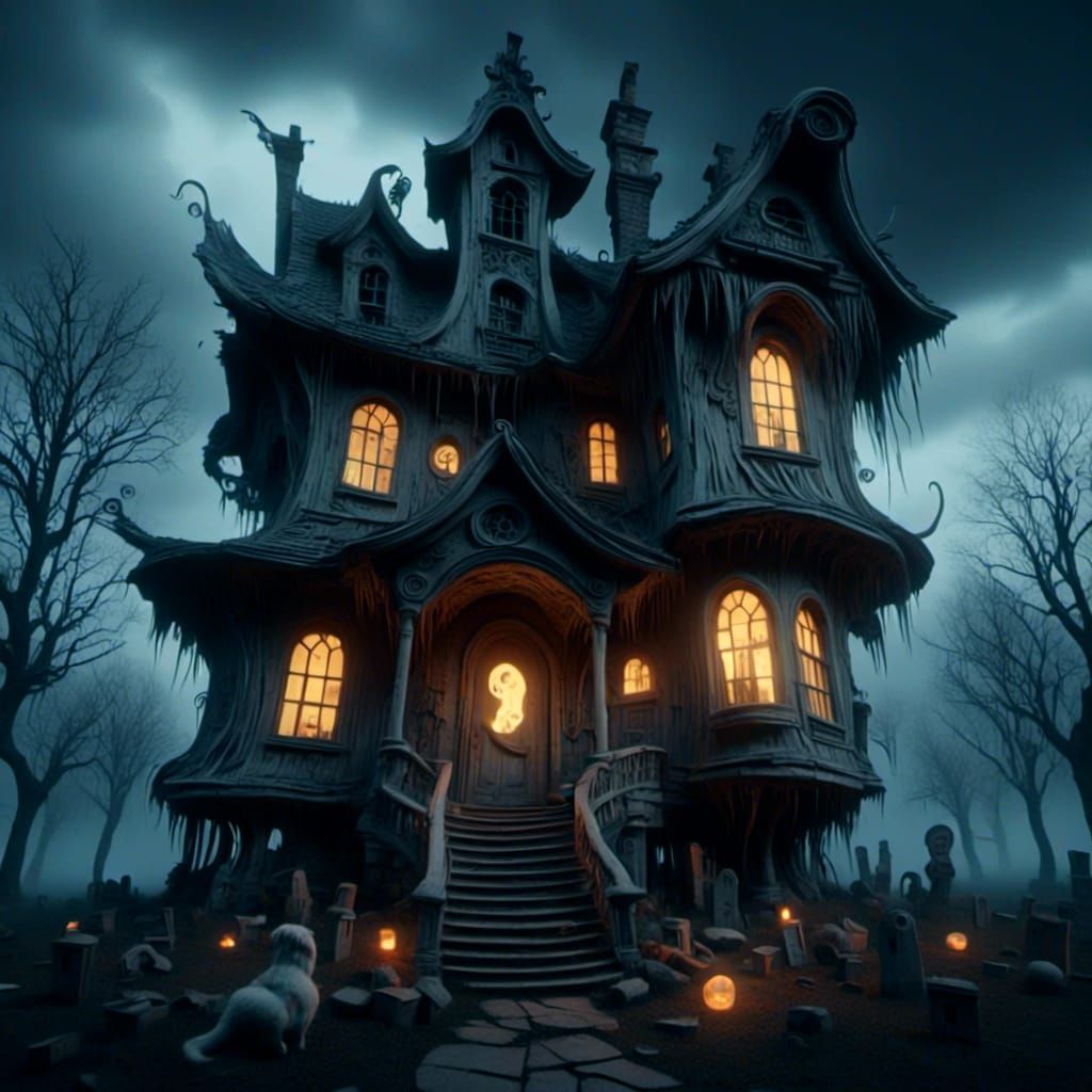 <lora:Ghost Entity:1.0> <lora:Wonky Houses:1.0> Haunted house 