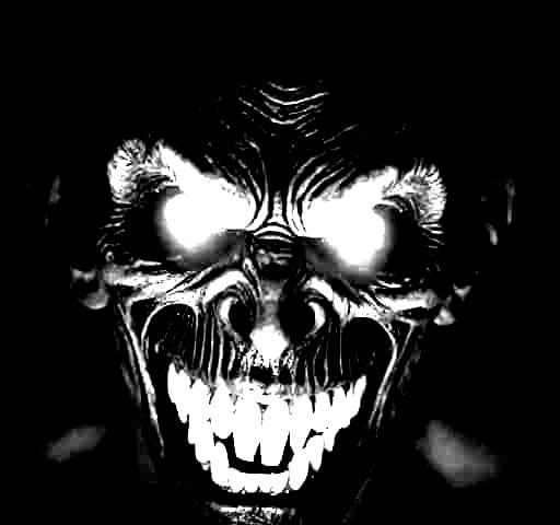 Creepy night terror dreamworld demon monster horror creation in black and white noir style