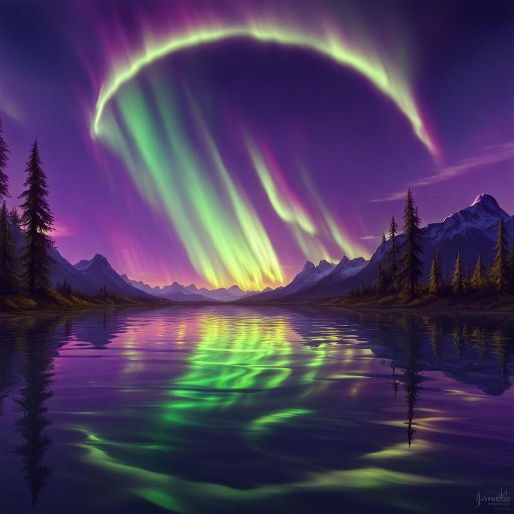 Water reflection - Northern lights - AI Generated Artwork - NightCafe ...