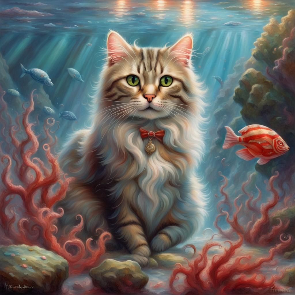 underwater cat - AI Generated Artwork - NightCafe Creator