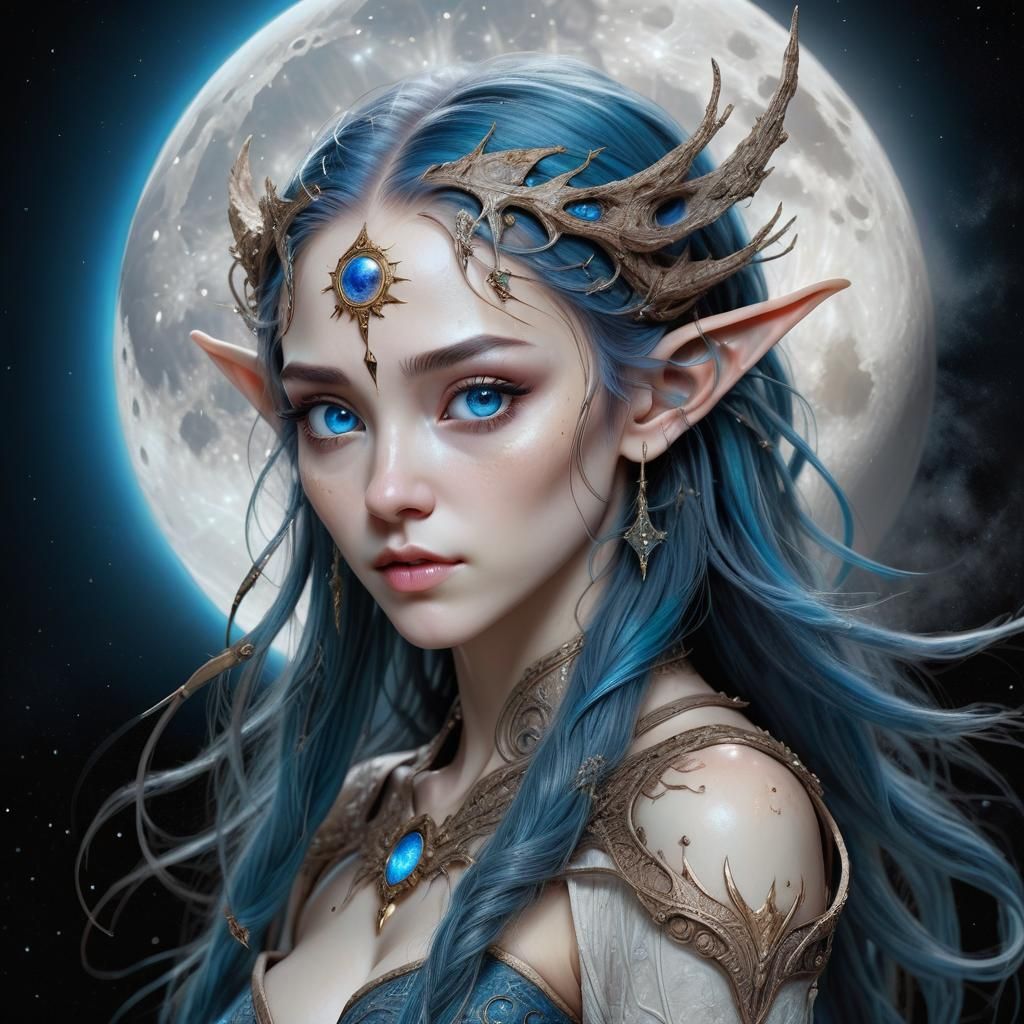 Celestial Moon Elf - AI Generated Artwork - NightCafe Creator