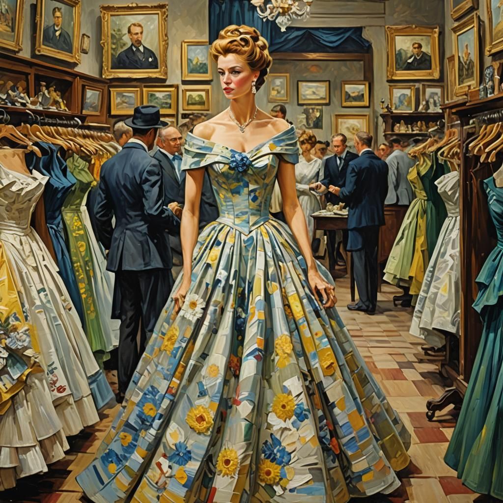 GORGEOUS aristocrat, dress shopping, elegant GOWN, expressive ...