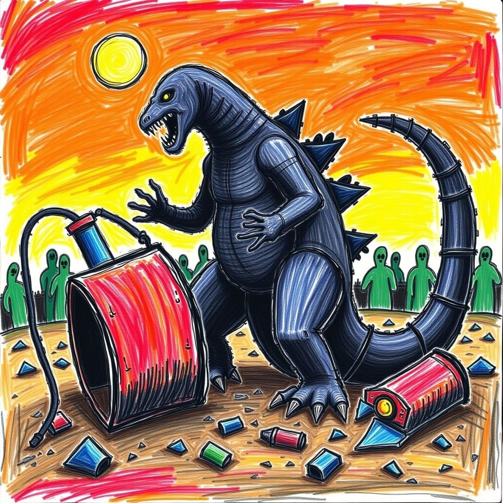  <lora:DysTurbd CryoNz:1.0> Godzilla in Egypt