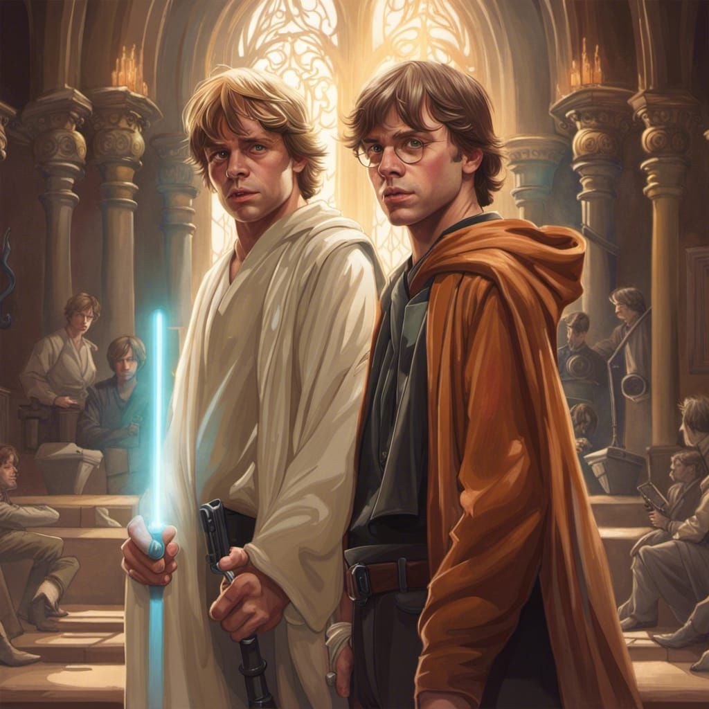 Luke Skywalker and Harry Potter in a room