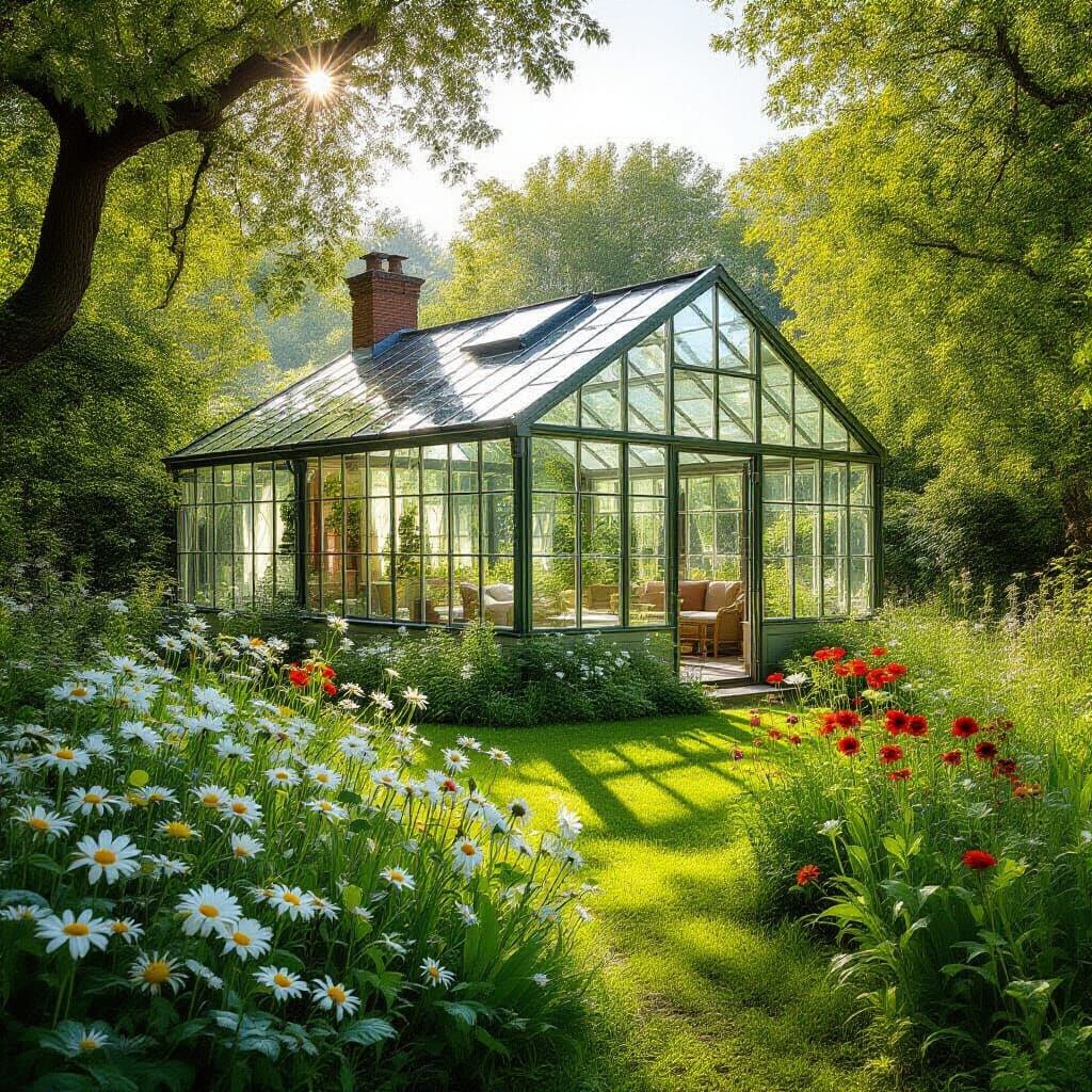 Glass Country House in Verdant Landscape