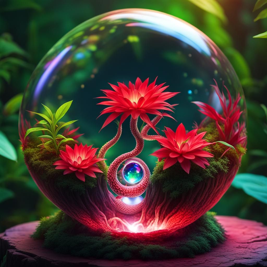 Magic flower in crystal ball AI Generated Artwork NightCafe Creator
