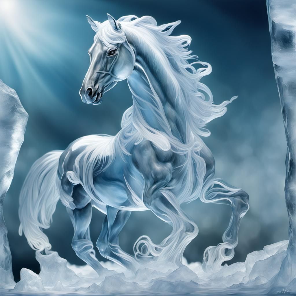 Horse ice sculpture 3  by @AsfK