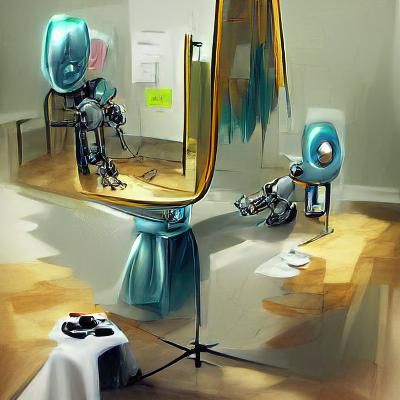 Robot looks into a mirror