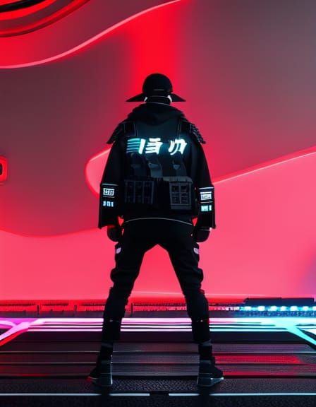 Cyberpunk DJ in Kyoto, Futuristic Concept Art