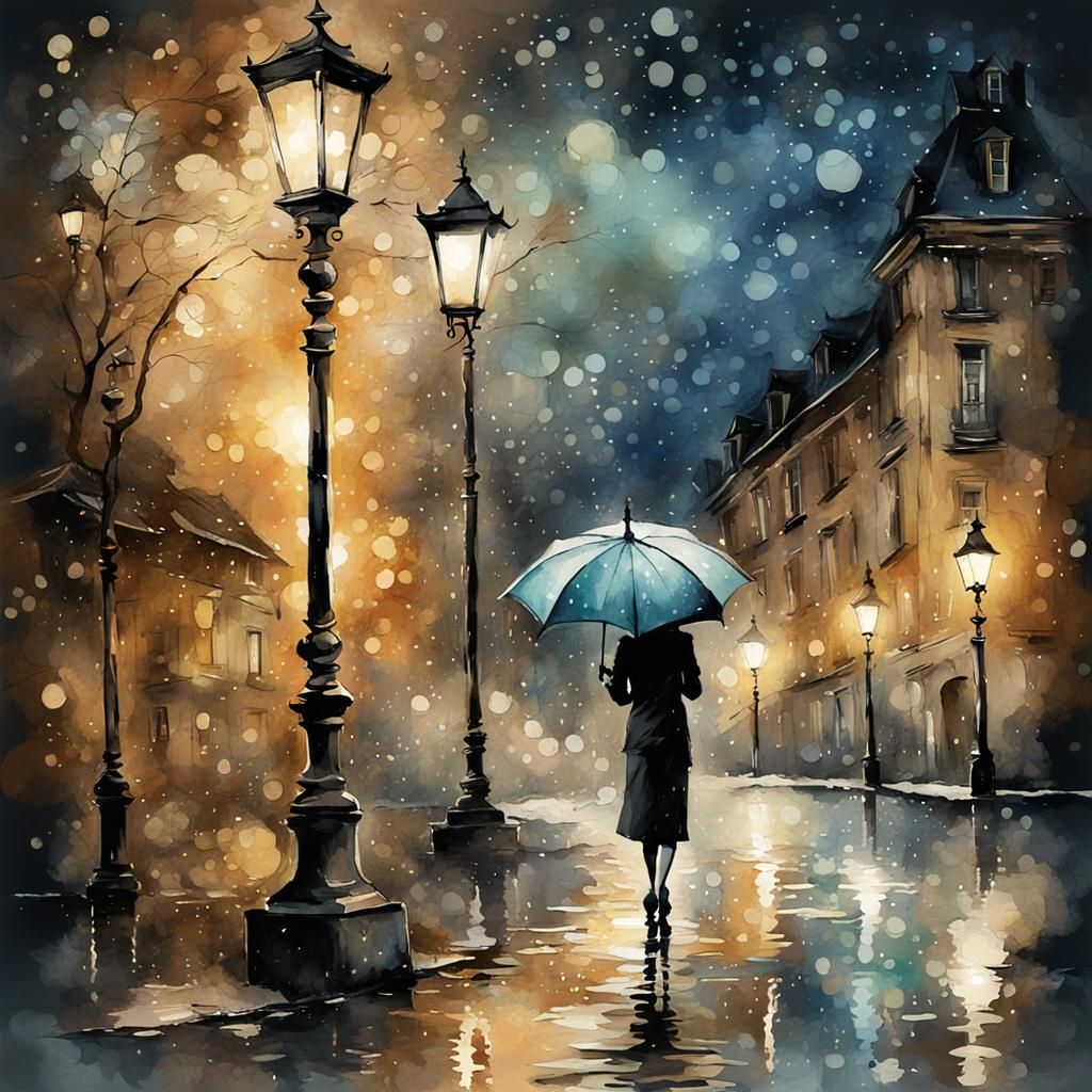 The rain turning the night into a shimmering, wet canvas.  by @cutedolphin