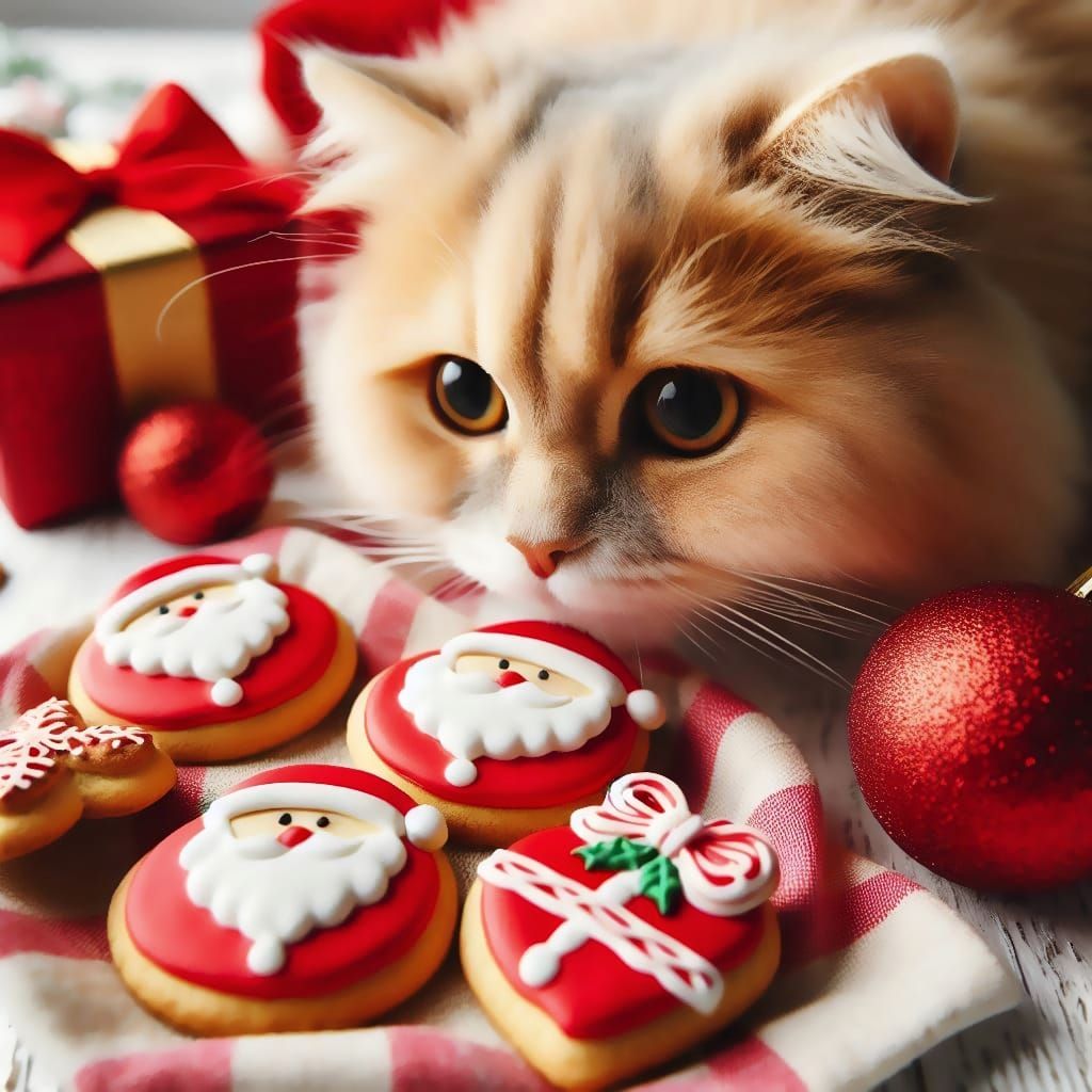 Santa cat cookies
