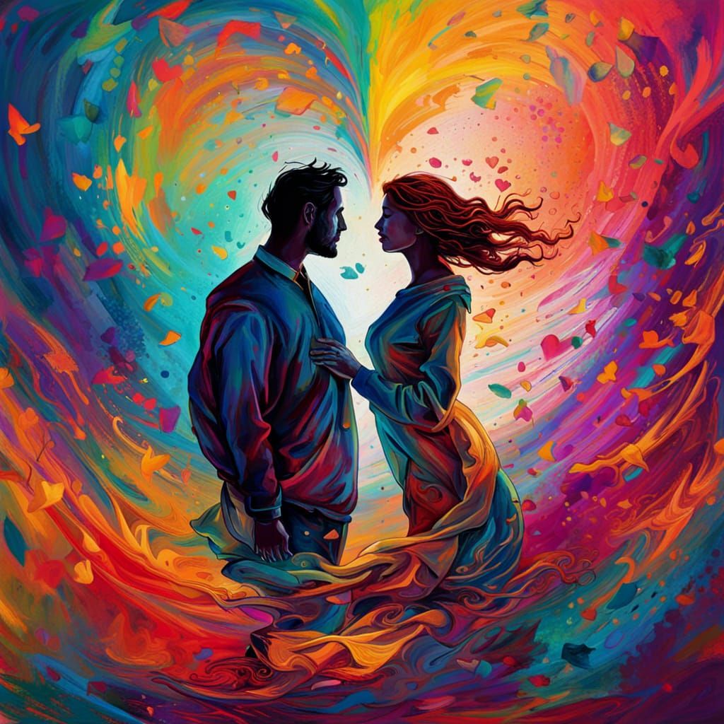 Man and woman falling in love 8k beautiful colors poetic magic fine ...