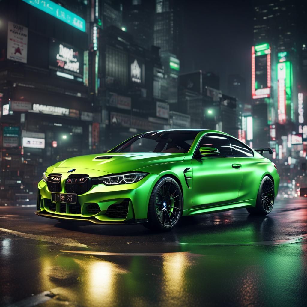 BMW M4 Comp, in Tokyo at night