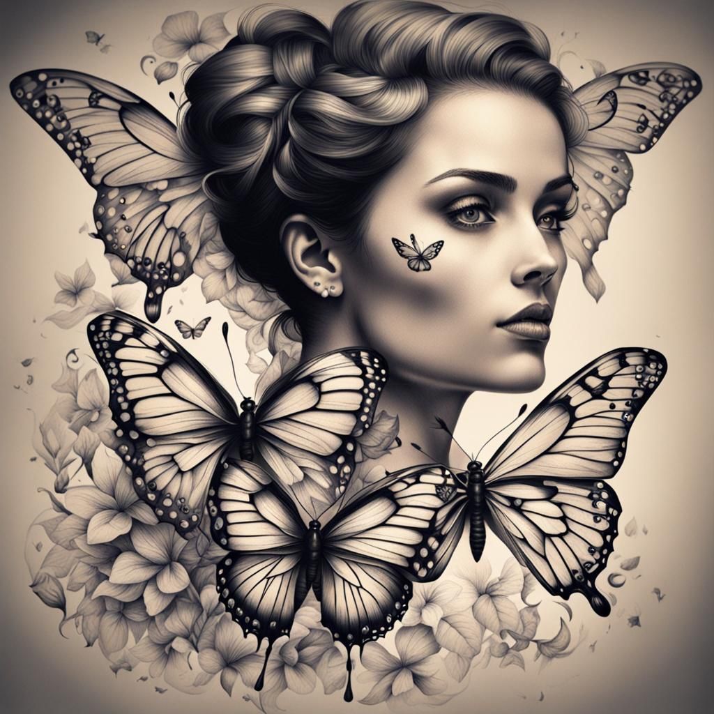 Idee tatouage, Femme et papillions
