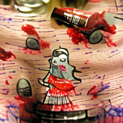 Lipstick zombie wearing a dress