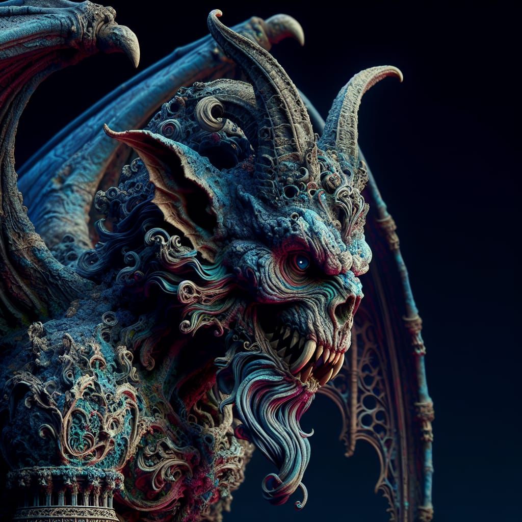 Sculpture of a creepy gargoyle
